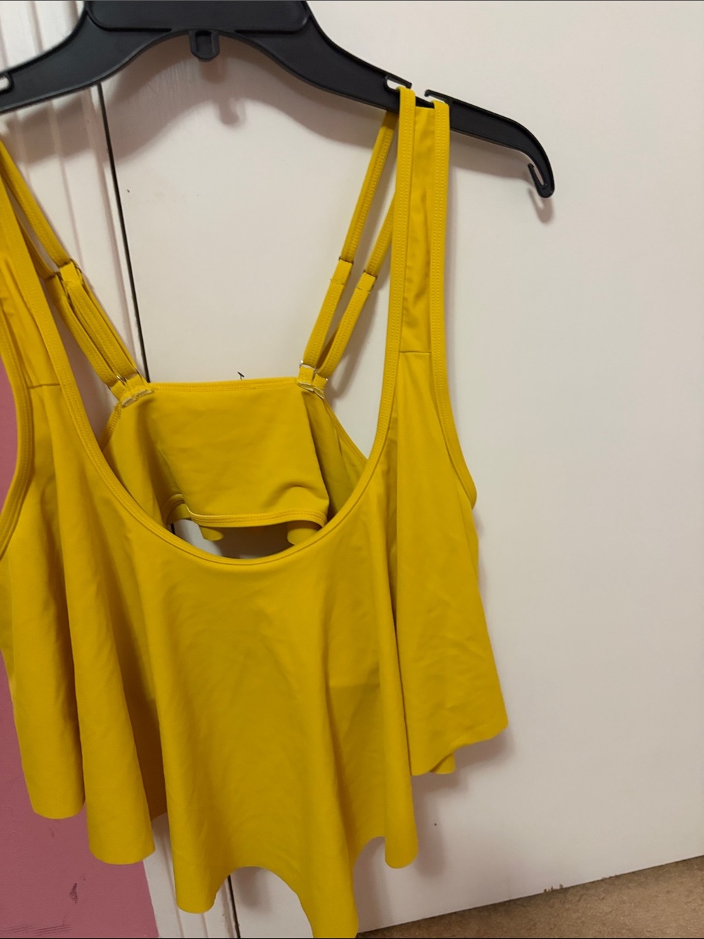 Women's Yellow Flounce Swim Tank Top with Adjustable Straps